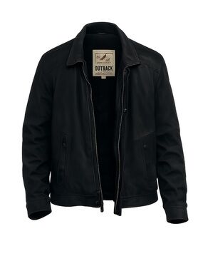 New Zealand Outback Men's Vintage Black Leather Bomber Jacket Size L Full Zip